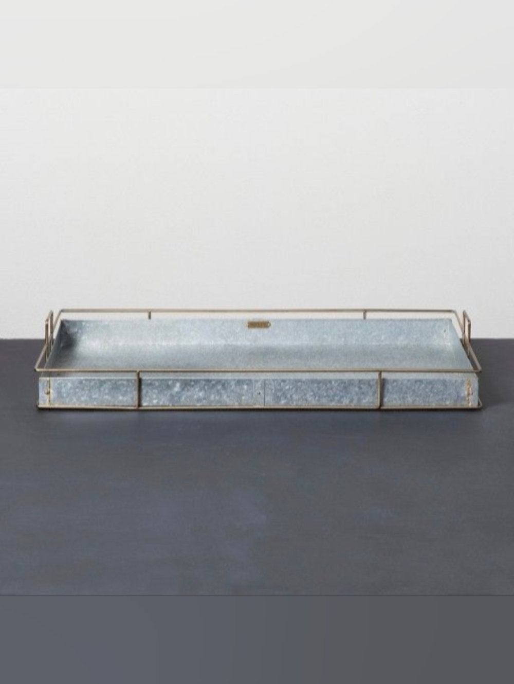 Hearth & Hand Galvanized Metal Boot Tray with Gold Trim